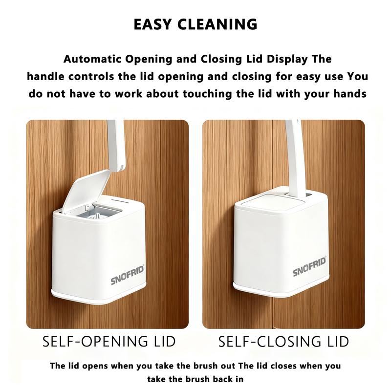 Snofrid Disposable Toilet Brush, Toilet Bowl Wand Holder Set with 24PCS Cleaner Refills, Bathroom Cleaning System for Sink Bathtub Drain Wash Basin Urinal,Wall-Mount Scrubbing Toilet Brush Bathroom Cleaning Kit