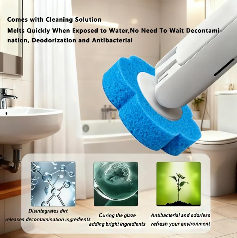 Snofrid Disposable Toilet Brush, Toilet Bowl Wand Holder Set with 24PCS Cleaner Refills, Bathroom Cleaning System for Sink Bathtub Drain Wash Basin Urinal,Wall-Mount Scrubbing Toilet Brush Bathroom Cleaning Kit