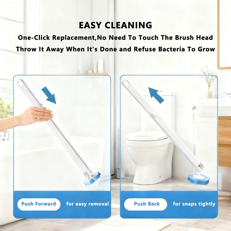 Snofrid Disposable Toilet Brush, Toilet Bowl Wand Holder Set with 24PCS Cleaner Refills, Bathroom Cleaning System for Sink Bathtub Drain Wash Basin Urinal,Wall-Mount Scrubbing Toilet Brush Bathroom Cleaning Kit