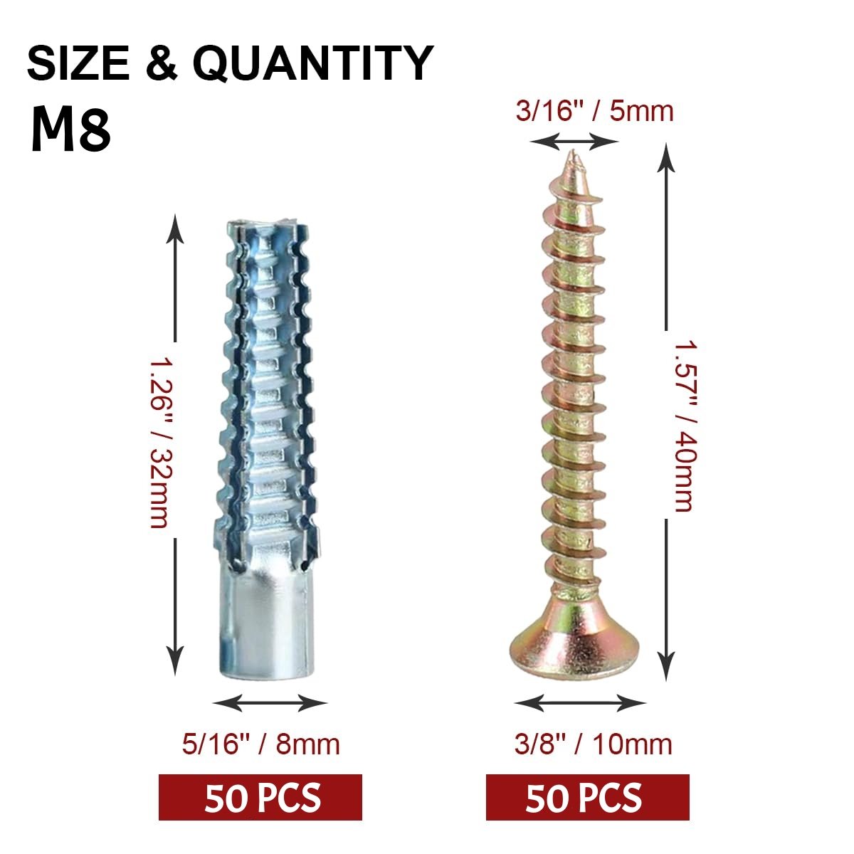 M6 Tree-Shaped Steel Wall Anchors with Screws