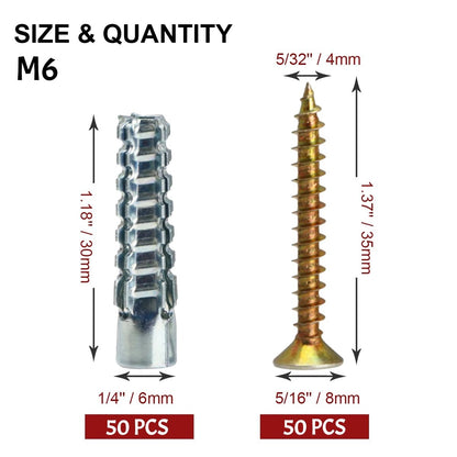 M6 Tree-Shaped Steel Wall Anchors with Screws