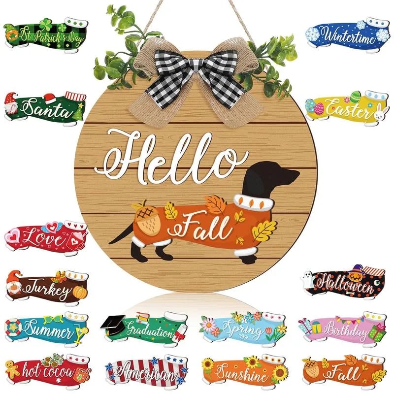 🔥16pcs Interchangeable Dachshund Sign Dog Welcome Sign