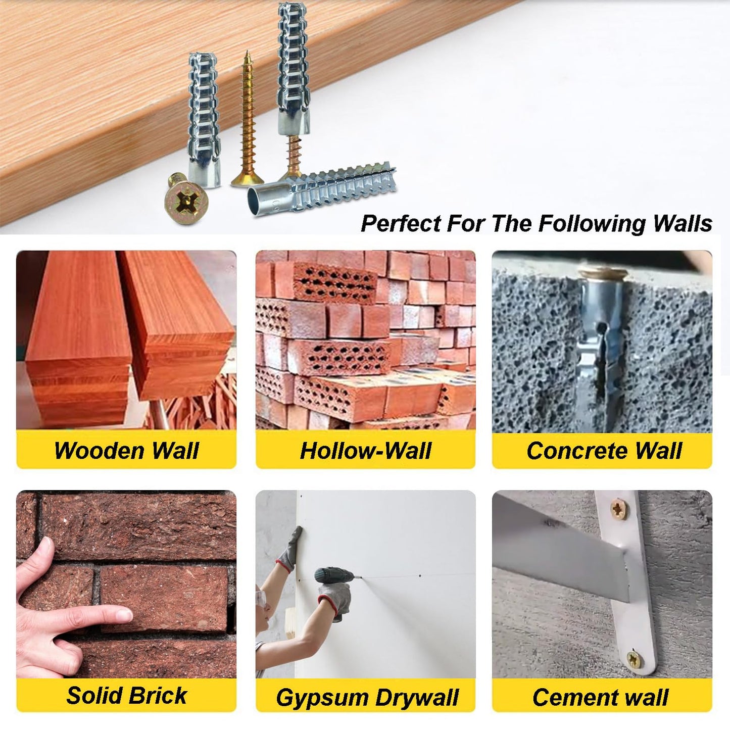 M6 Tree-Shaped Steel Wall Anchors with Screws